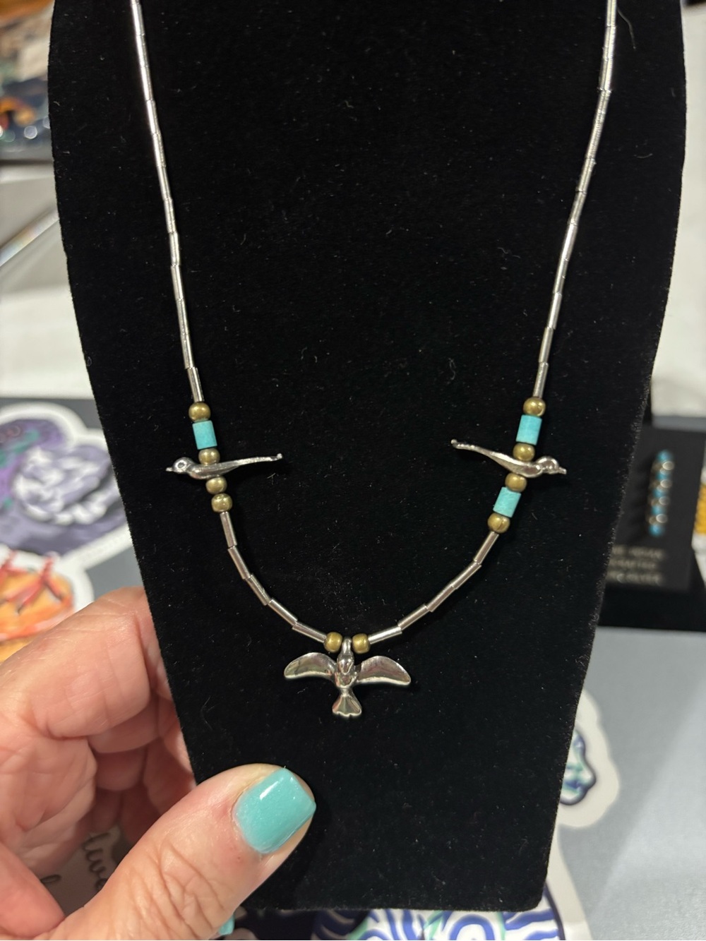 Vintage Turquoise & Sterling Silver Necklace